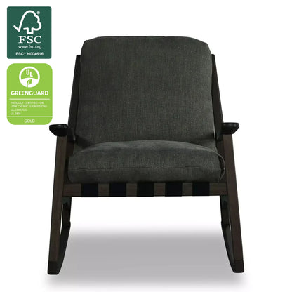 Mid Century Rocking Chair in Moss Green with Charcoal frame, FSC and GREENGUARD Gold certified