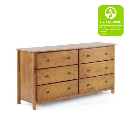 Shaker Solid Wood 6-Drawer Dresser Natural Shaker Solid Wood 6-Drawer Dresser Natural