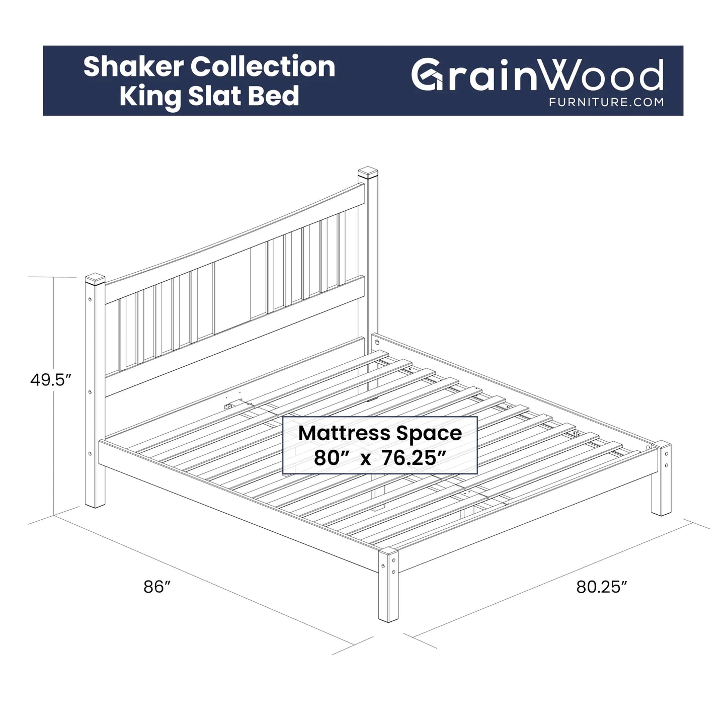 Shaker Slat Platform Bed