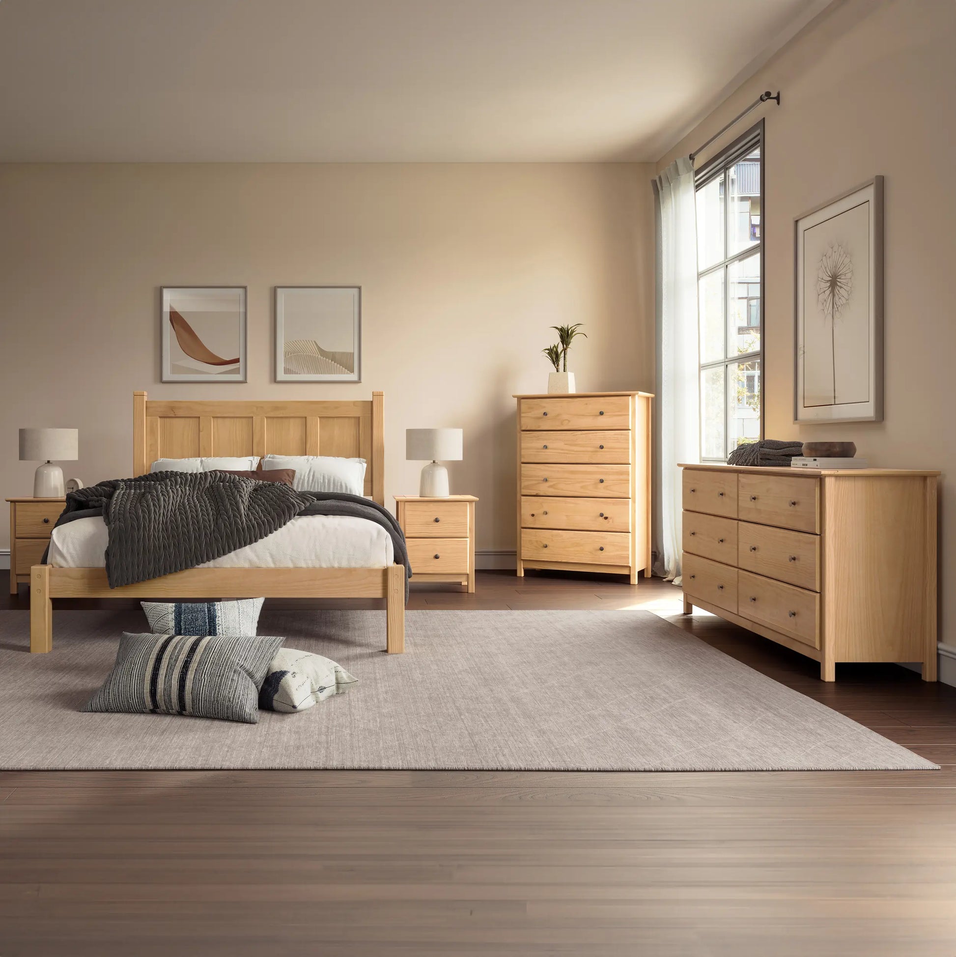 Shaker Bedroom Set (5-Piece) Natural / King