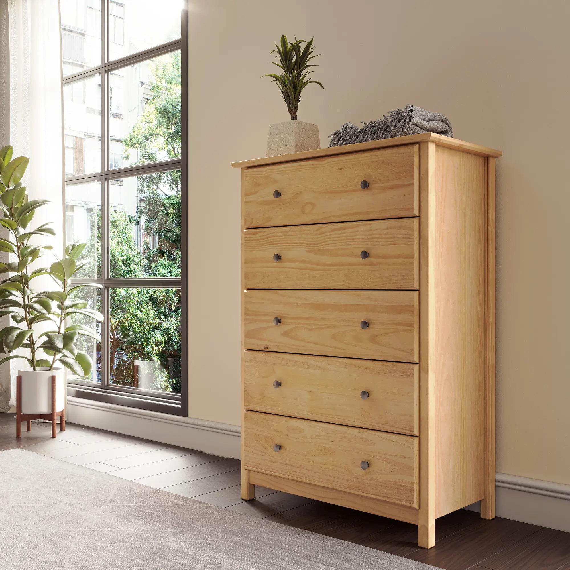 Grain Wood Furniture Shaker 5-Drawer Chest