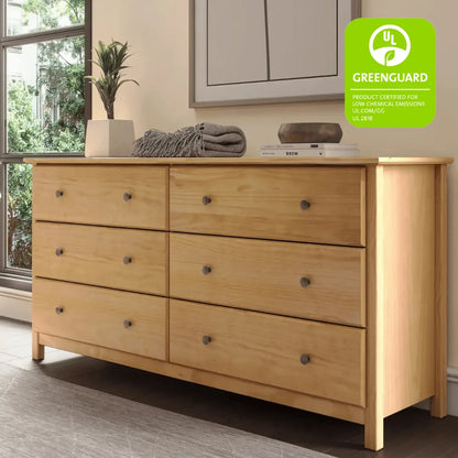 solid oak dresser Anton Wood Narrow 6-Drawer (48") or closet Shaker Solid Wood 6-Drawer Dresser