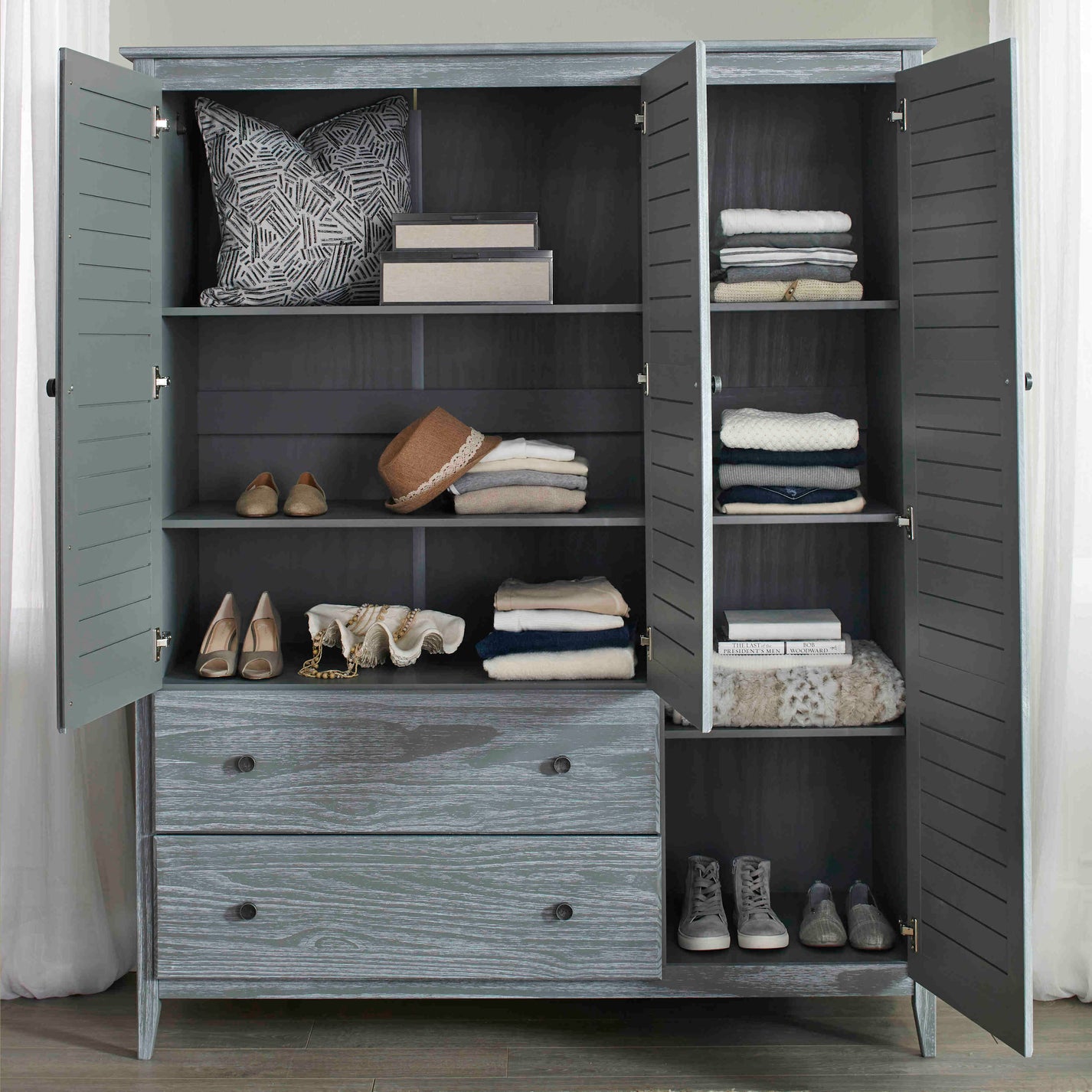 Greenport 3Door Wardrobe Grain Wood Furniture