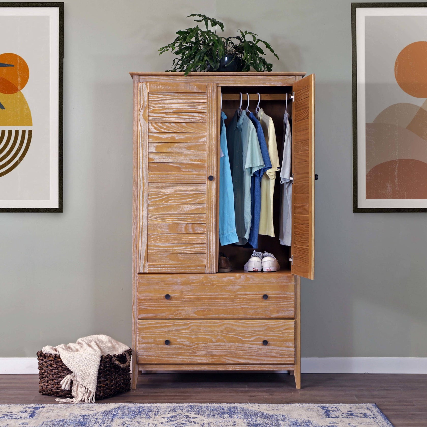 Greenport 2Door Wardrobe Grain Wood Furniture