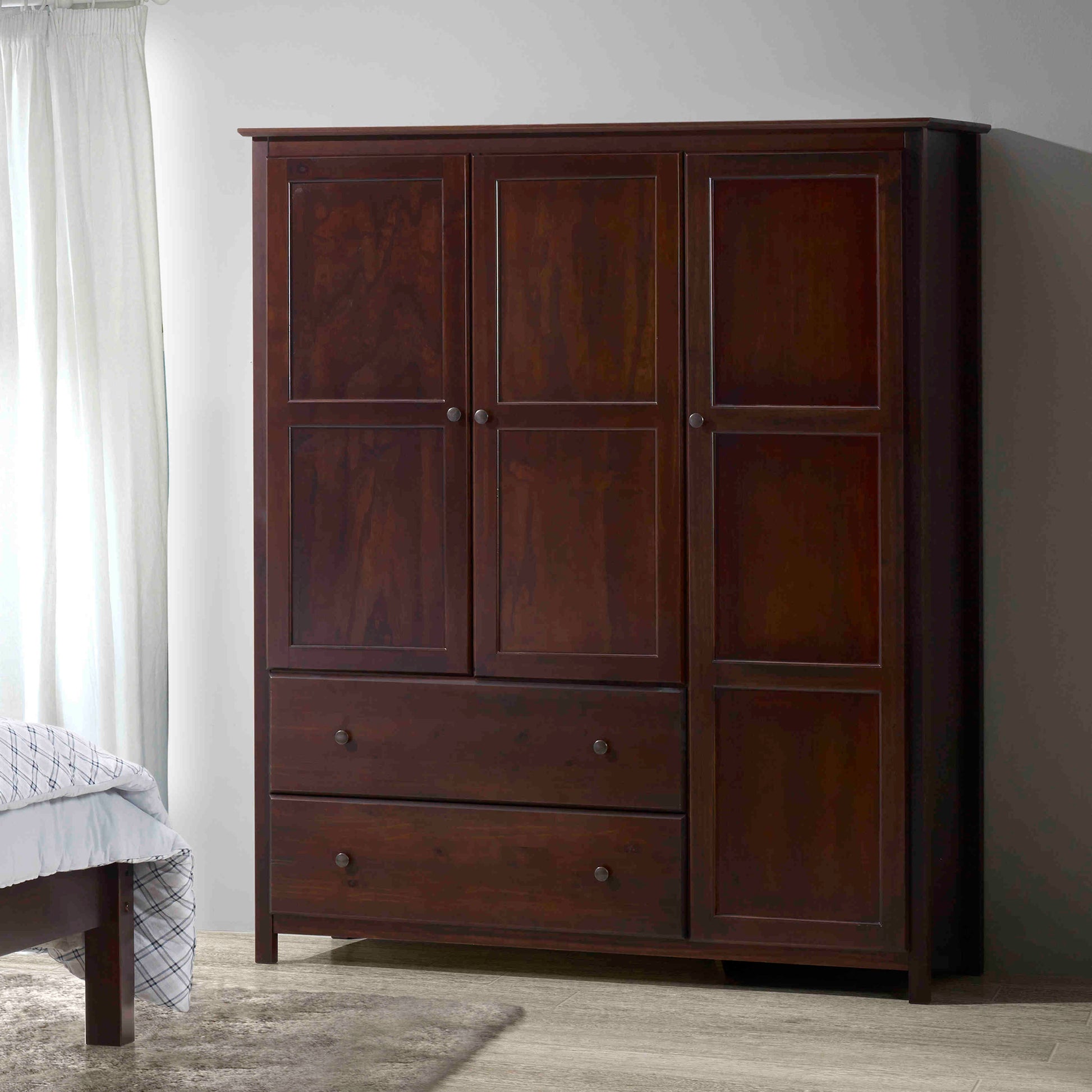 Shaker Solid Wood 3-Door Wardrobe Walnut Shaker Solid Wood 3-Door Wardrobe Walnut