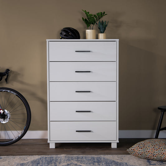 Loft Solid Wood 5-Drawer Chest Brushed Mocha Loft Solid Wood 5-Drawer Chest Brushed Mocha