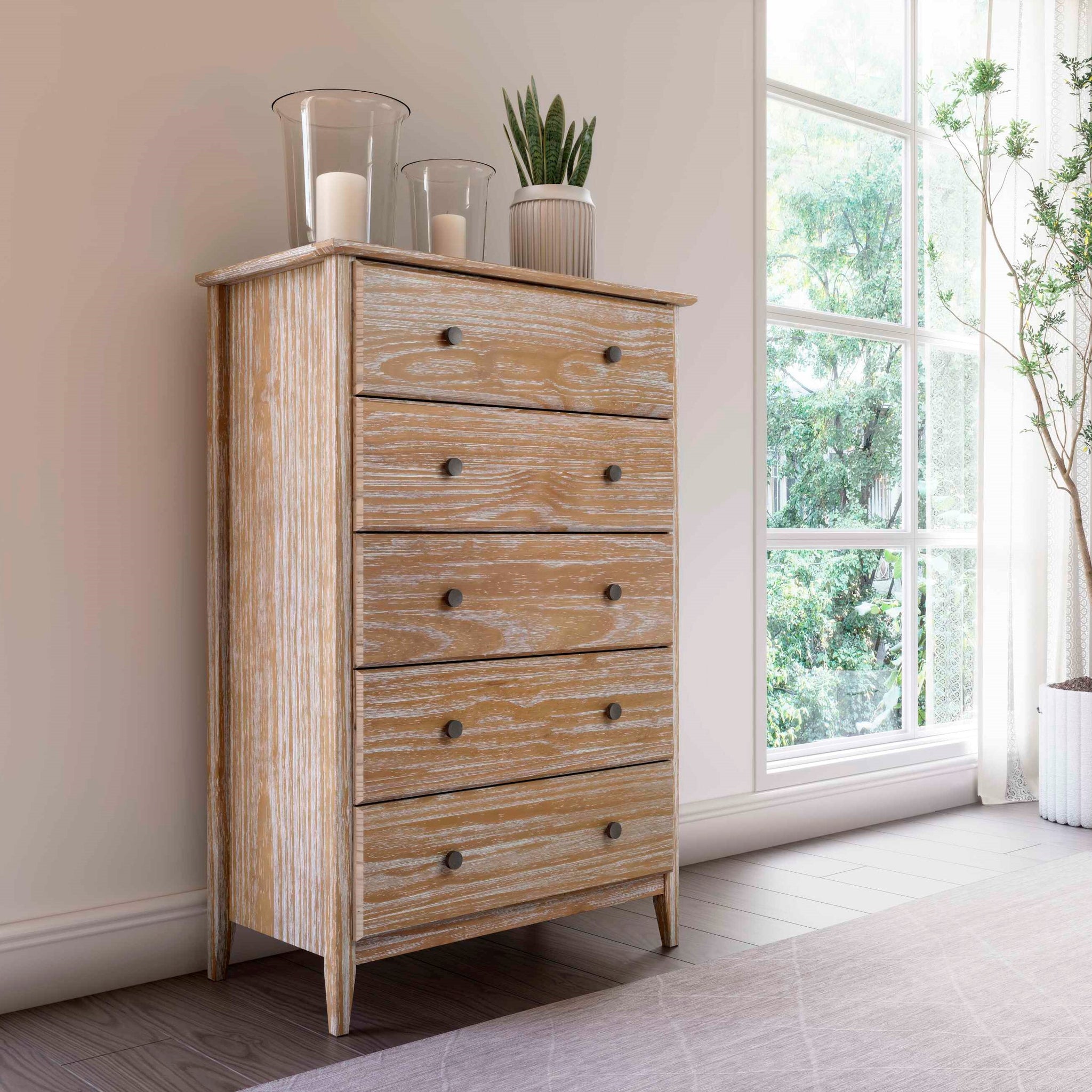 Greenport 5Drawer Chest Grain Wood Furniture