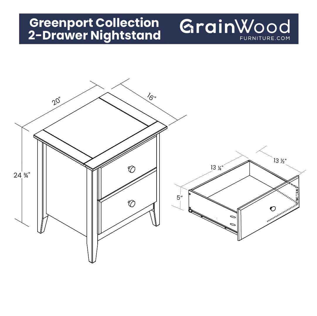 Greenport 2-Drawer Nightstand