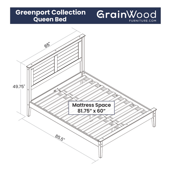 Greenport Louvered Platform Bed Grain Wood Furniture