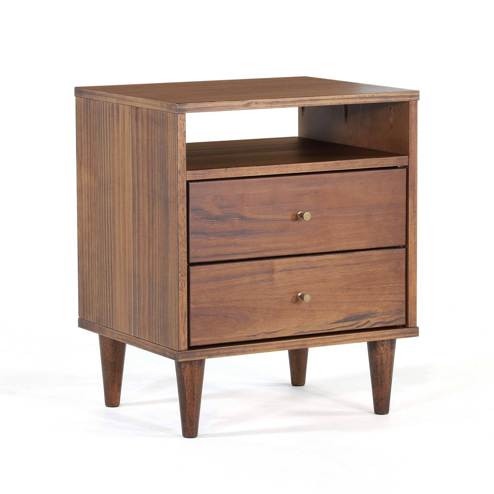 Mid Century Two-Drawer Nightstand – Grain Wood Furniture