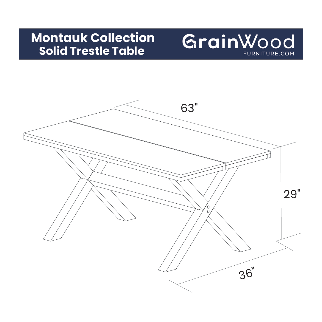 Montauk Solid Wood Trestle Table