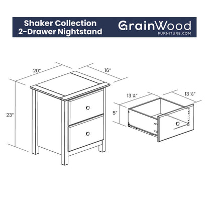 Shaker 2-Drawer Nightstand